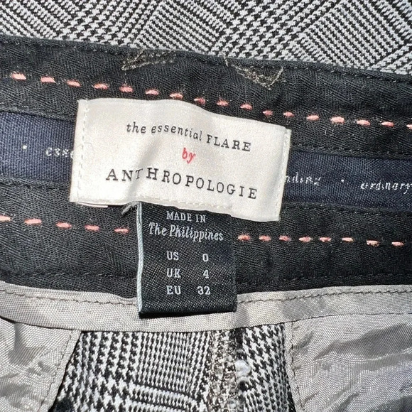 Essentials flare by Anthropology, sz0, micro hounds tooth, check print trouser - Picture 5 of 8